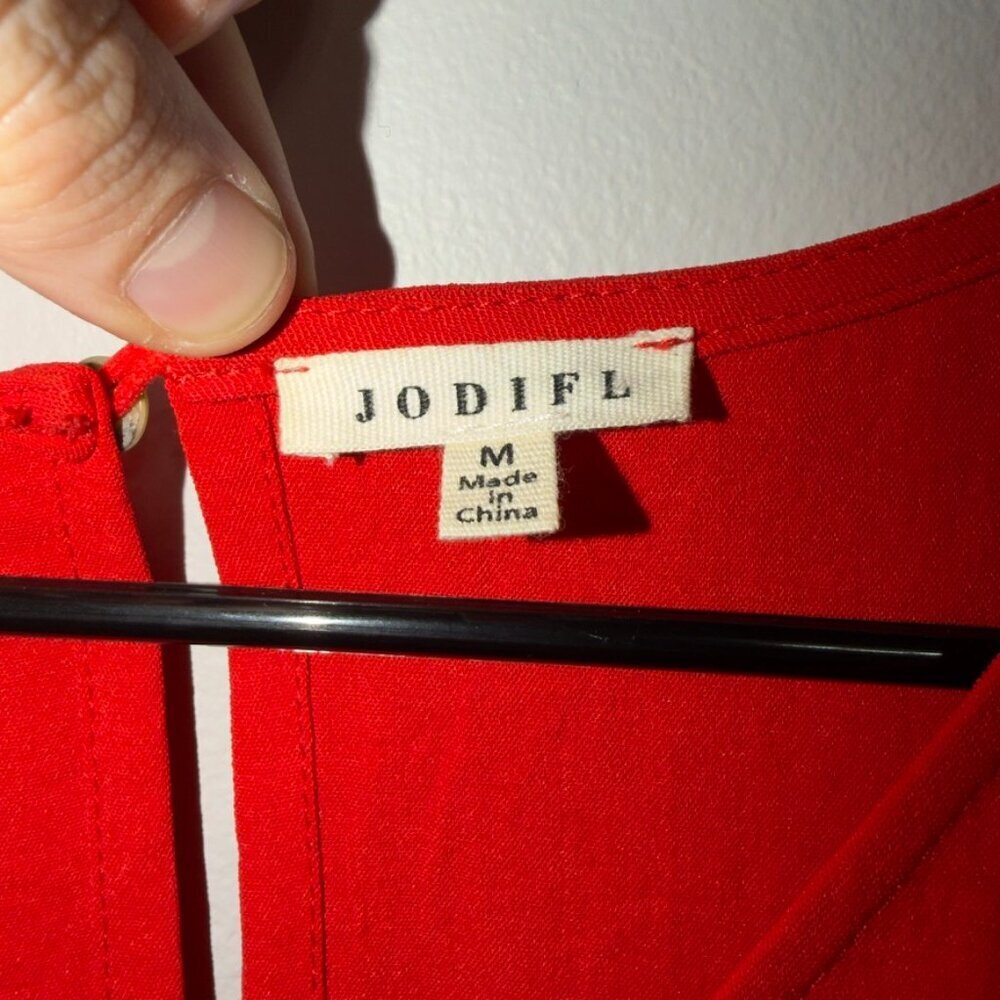 Jodifl Ruffle Sleeve Babydoll Dress Size Medium Red Flowy Boutique - Picture 3 of 7
